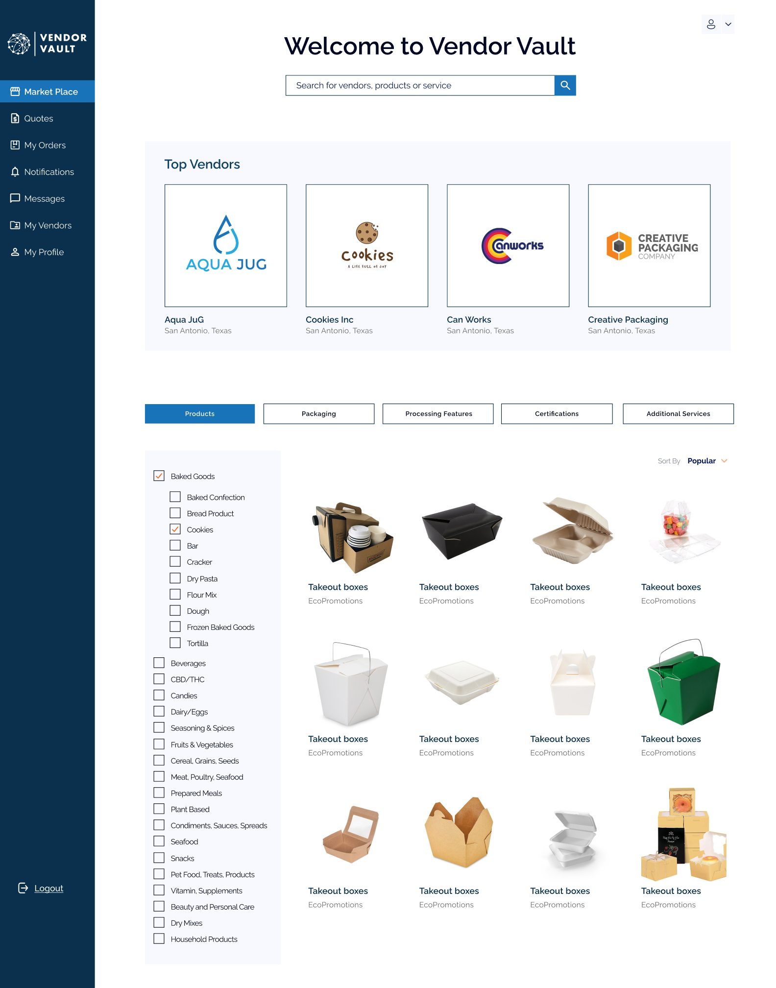 Vendor Vault marketplace