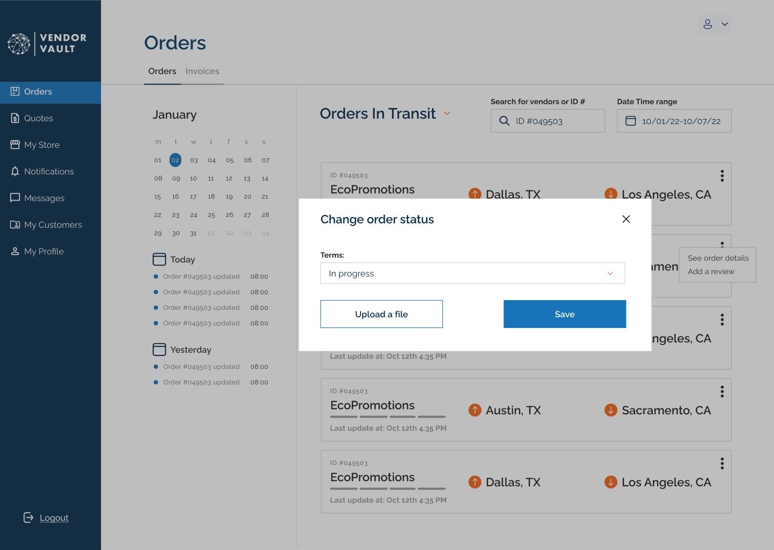 Change order status